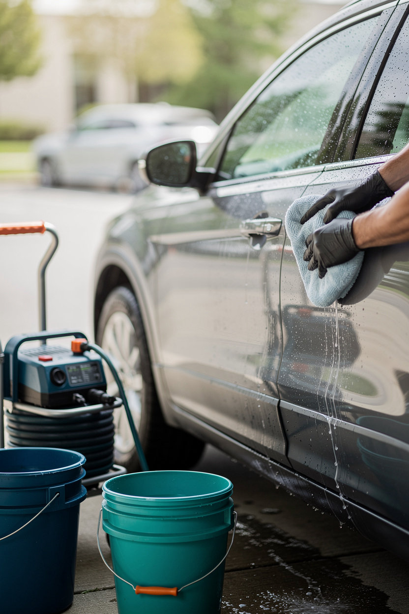 Smirle car wash professional mobile service washing vehicle at customer location in Gatineau
